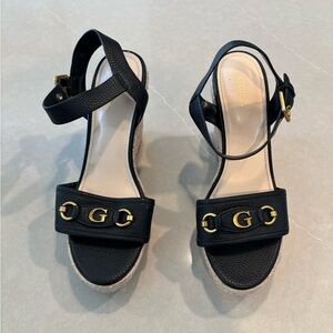 Guess Black Sandals with Gold Accents